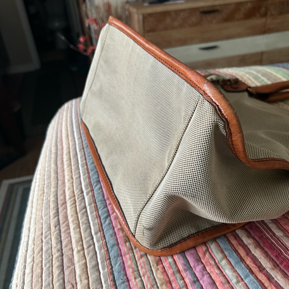 Chloé Beige Canvas and Tan Leather Hobo Tote - Picture 5 of 12